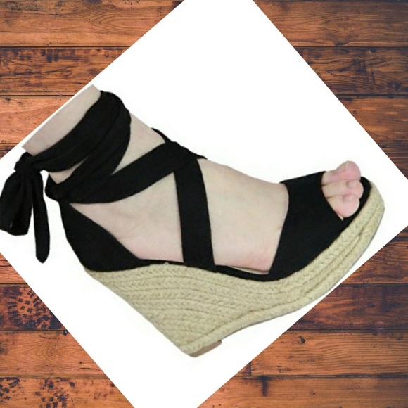 Shoes - Black espadrille wedges